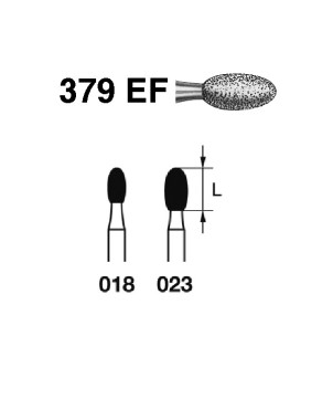 379EF.314.018  KOMET FRESA DIAMANTE HUEVO TURBINA ø 018 GRANO EXTRA FINO 5 ud.