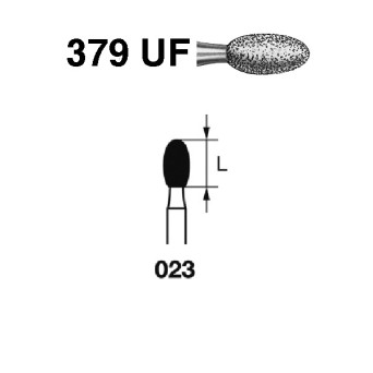 379UF.314.023  KOMET FRESA DIAMANTE HUEVO TURBINA ø 023 GRANO ULTRA FINO 5 ud.