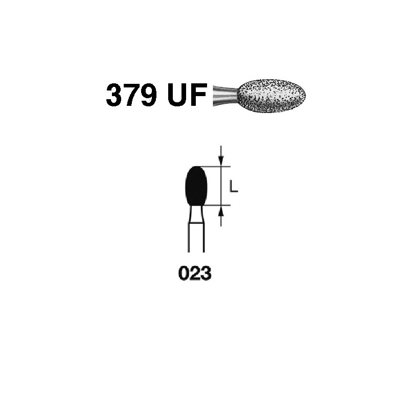 379UF.314.023  KOMET FRESA DIAMANTE HUEVO TURBINA ø 023 GRANO ULTRA FINO 5 ud.