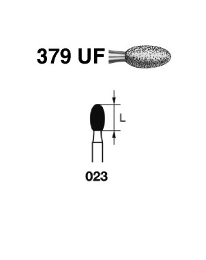 379UF.314.023  KOMET FRESA DIAMANTE HUEVO TURBINA ø 023 GRANO ULTRA FINO 5 ud.