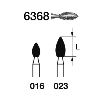 6368.314.023  KOMET FRESA DIAMANTE BALON RUGBY TURBINA ø 023 GRANO GRUESO 5 ud.