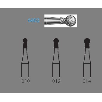 6802.314.012  KOMET FRESA DIAMANTE BOLA TURBINA ø 012 GRANO GRUESO 5 ud.