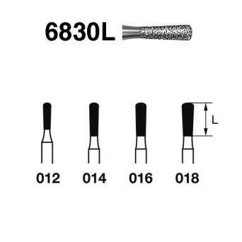 6830L.314.012  KOMET FRESA DIAMANTE PERA TURBINA ø 012 GRANO GRUESO 5 ud.