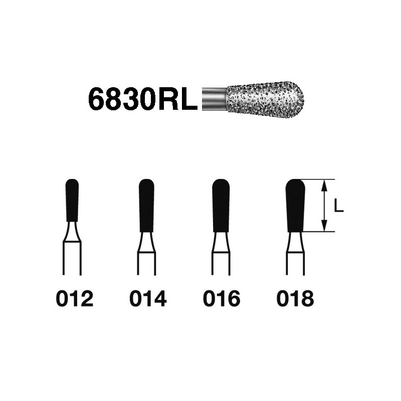 6830RL.314.012  KOMET FRESA DIAMANTE PERA TURBINA ø 012 GRANO GRUESO 5 ud.