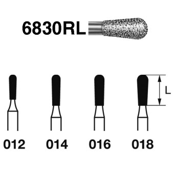 6830RL.314.014  KOMET FRESA DIAMANTE PERA TURBINA ø 014 GRANO GRUESO 5 ud.