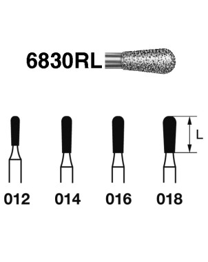 6830RL.314.018  KOMET FRESA DIAMANTE PERA TURBINA ø 018 GRANO GRUESO 5 ud.