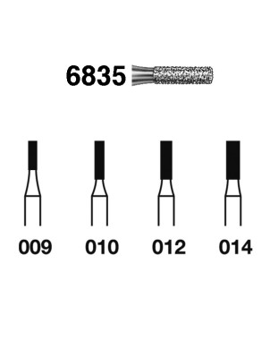 6835.314.009  KOMET FRESA DIAMANTE CILINDRICA TURBINA ø 009 GRANO GRUESO 5 ud.