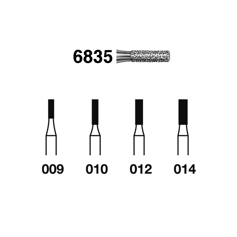 6835.314.014  KOMET FRESA DIAMANTE CILINDRICA TURBINA ø 014 GRANO GRUESO 5 ud.