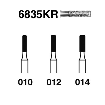 6835KR.314.010  KOMET FRESA DIAMANTE CILINDRICA BORDE REDONDEADO TURBINA ø 010 GRANO GRUESO 5 ud.