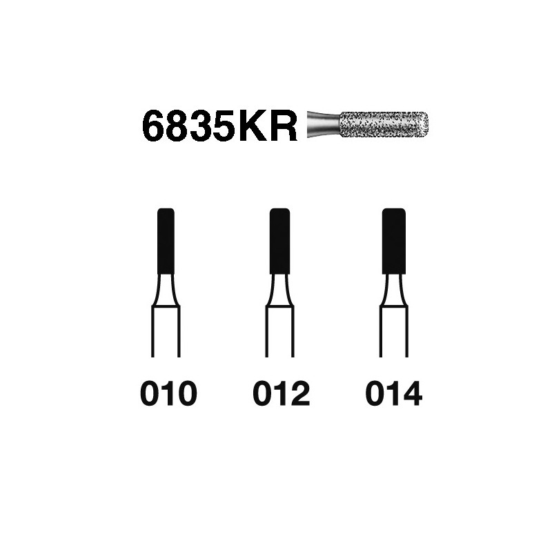 6835KR.314.010  KOMET FRESA DIAMANTE CILINDRICA BORDE REDONDEADO TURBINA ø 010 GRANO GRUESO 5 ud.
