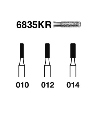 6835KR.314.014  KOMET FRESA DIAMANTE CILINDRICA BORDE REDONDEADO TURBINA ø 014 GRANO GRUESO 5 ud.