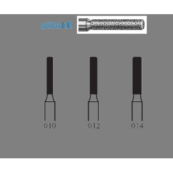 6836KR.314.012  KOMET FRESA DIAMANTE CILINDRICA BORDE REDONDEADO TURBINA ø 012 GRANO GRUESO 5 ud.