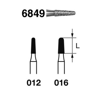 6849.314.012  KOMET FRESA DIAMANTE CONICA REDONDEADA TURBINA ø 012 GRANO GRUESO 5 ud.