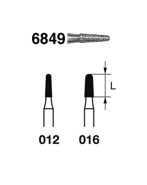 6849.314.012  KOMET FRESA DIAMANTE CONICA REDONDEADA TURBINA ø 012 GRANO GRUESO 5 ud.