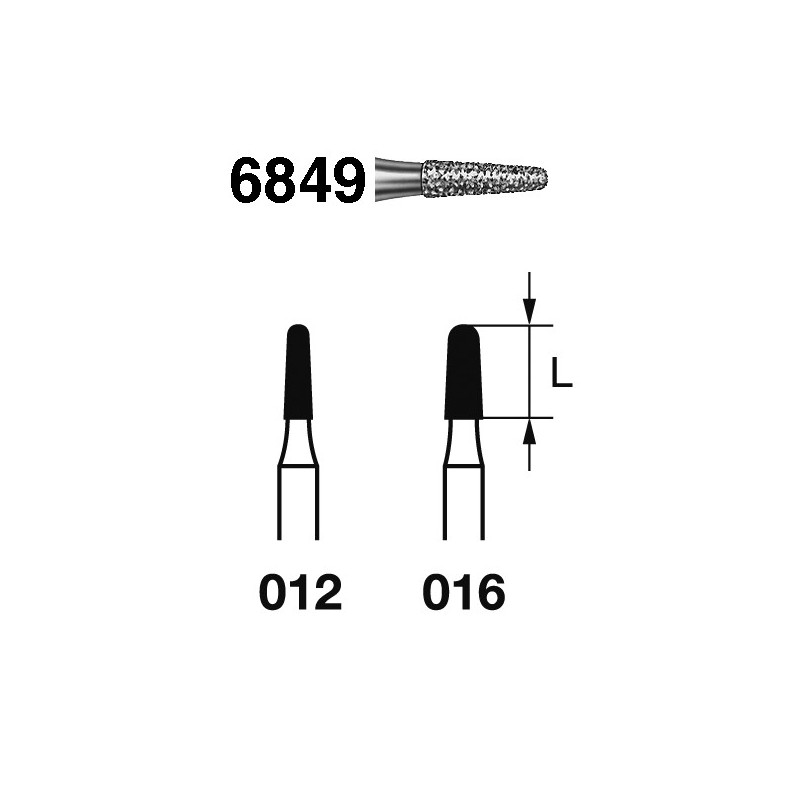 6849.314.016  KOMET FRESA DIAMANTE CONICA REDONDEADA TURBINA ø 016 GRANO GRUESO 5 ud.