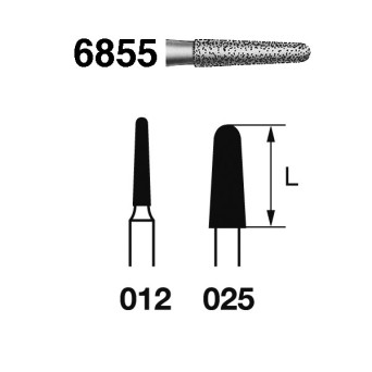 6855.314.012  KOMET FRESA DIAMANTE CONICA REDONDEADA TURBINA ø 012 GRANO GRUESO 5 ud.