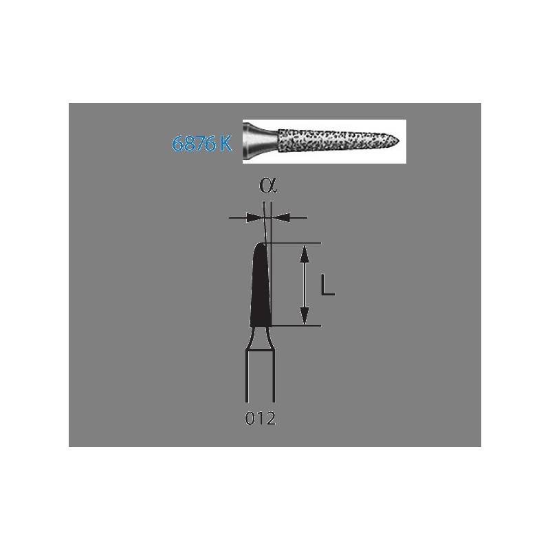 6876K.314.012  KOMET FRESA DIAMANTE TORPEDO CONICA TURBINA ø 012 GRANO GRUESO 5 ud.
