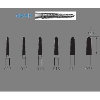 6878K.314.014  KOMET FRESA DIAMANTE TORPEDO CONICA TURBINA ø 014 GRANO GRUESO 5 ud.