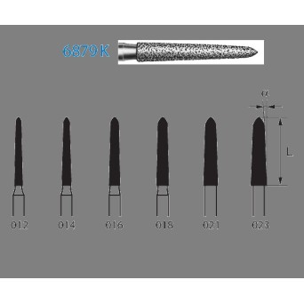 6879K.314.018  KOMET FRESA DIAMANTE TORPEDO CONICA TURBINA ø 018 GRANO GRUESO 5 ud.