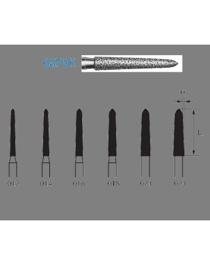 6879K.314.018  KOMET FRESA DIAMANTE TORPEDO CONICA TURBINA ø 018 GRANO GRUESO 5 ud.