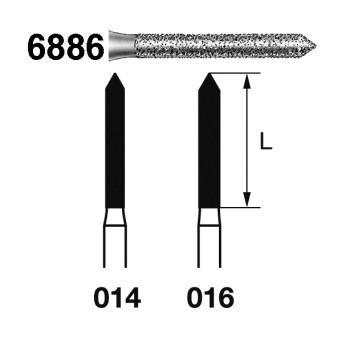 6886.314.014  KOMET FRESA DIAMANTE CILINDRICA TURBINA ø 014 GRANO GRUESO 5 ud.