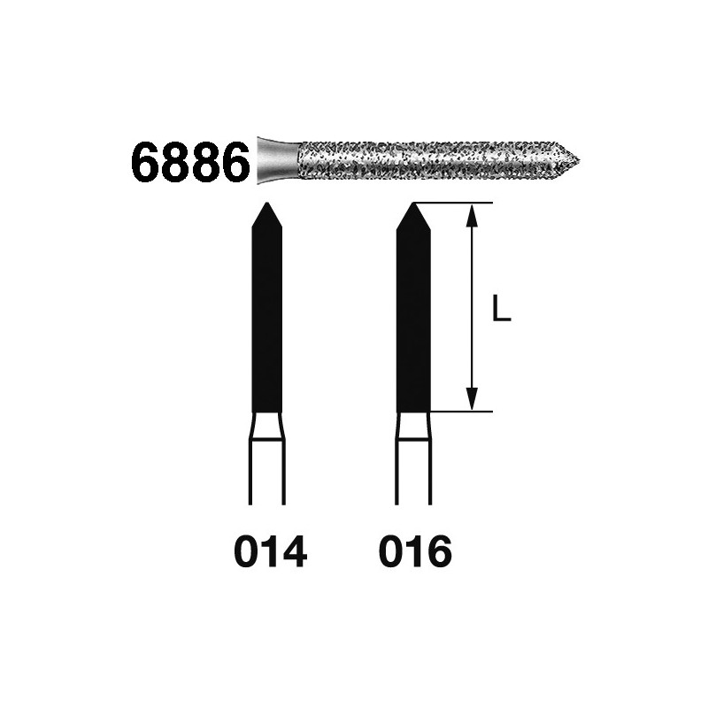 6886.314.014  KOMET FRESA DIAMANTE CILINDRICA TURBINA ø 014 GRANO GRUESO 5 ud.