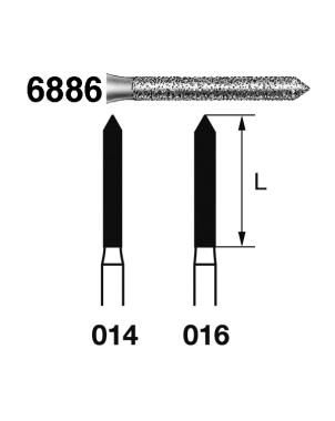 6886.314.016  KOMET FRESA DIAMANTE CILINDRICA TURBINA ø 016 GRANO GRUESO 5 ud.