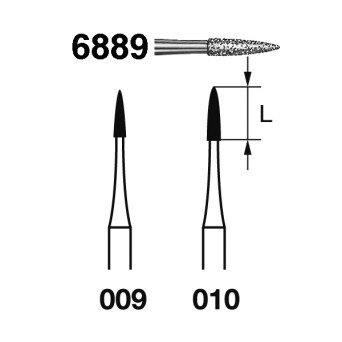 6889.314.009  KOMET FRESA DIAMANTE LLAMA TURBINA ø 009 GRANO GRUESO 5 ud.