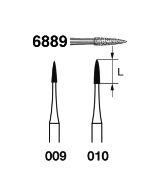 6889.314.009  KOMET FRESA DIAMANTE LLAMA TURBINA ø 009 GRANO GRUESO 5 ud.
