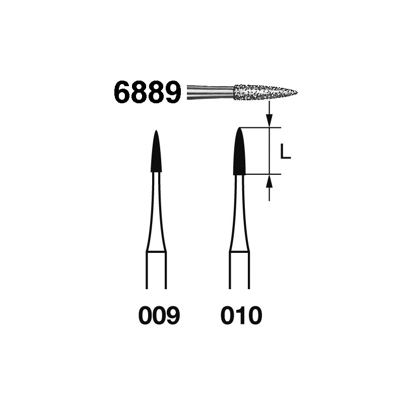 6889.314.010  KOMET FRESA DIAMANTE LLAMA TURBINA ø 010 GRANO GRUESO 5 ud.