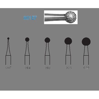 801EF.314.018  KOMET FRESA DIAMANTE BOLA TURBINA ø 018 GRANO EXTRA FINO 5 ud.