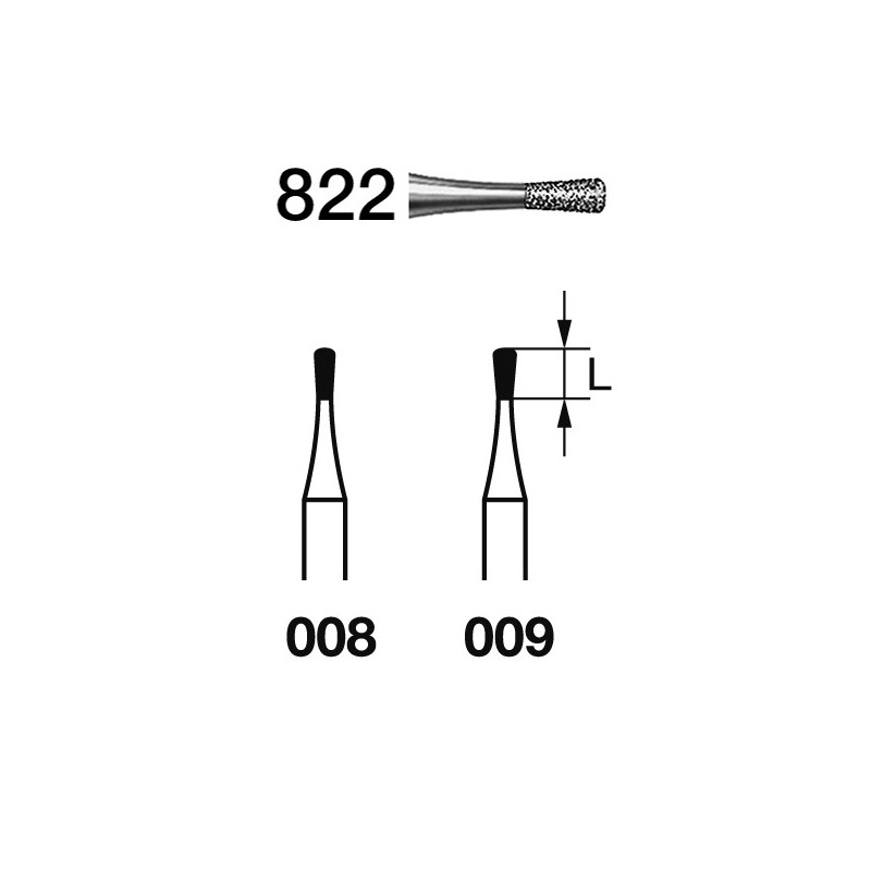 822.314.009  KOMET FRESA DIAMANTE PERA TURBINA ø 009 GRANO ESTANDAR 5 ud.