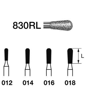 830RL.314.012  KOMET FRESA DIAMANTE PERA TURBINA ø 012 GRANO ESTANDAR 5 ud.