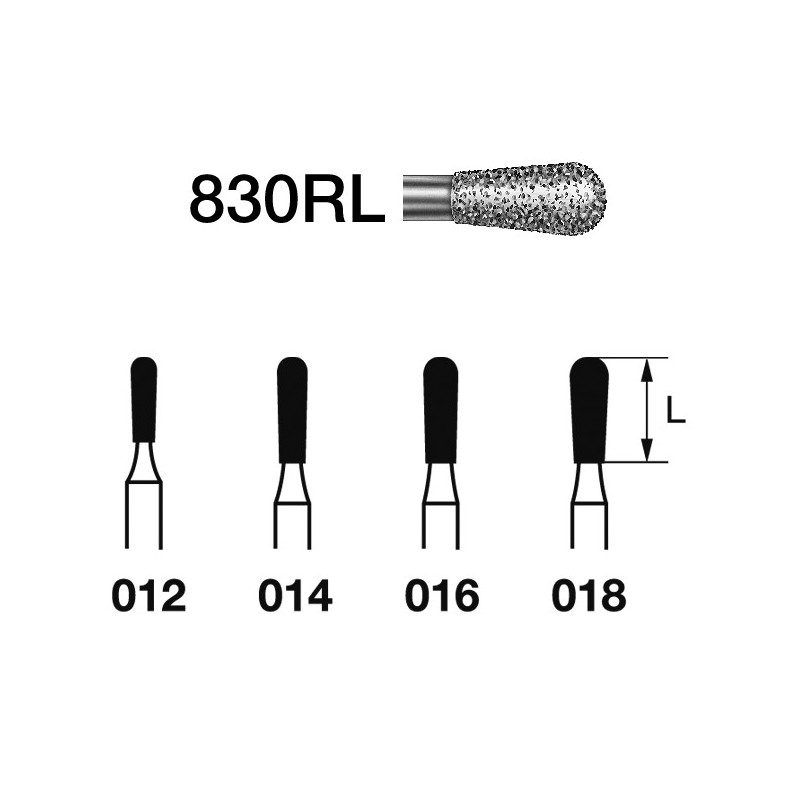 830RL.314.016  KOMET FRESA DIAMANTE PERA TURBINA ø 016 GRANO ESTANDAR 5 ud.