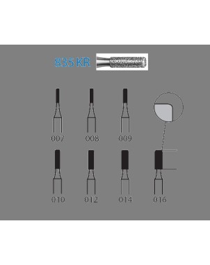835KR.314.010  KOMET FRESA DIAMANTE CILINDRICA BORDE REDONDEADO TURBINA ø 010 GRANO ESTANDAR 5 ud.