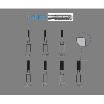 835KR.314.012  KOMET FRESA DIAMANTE CILINDRICA BORDE REDONDEADO TURBINA ø 012 GRANO ESTANDAR 5 ud.