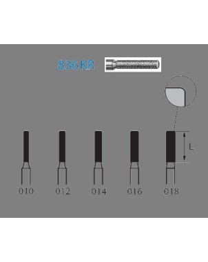 836KR.314.012  KOMET FRESA DIAMANTE CILINDRICA BORDE REDONDEADO TURBINA ø 012 GRANO ESTANDAR 5 ud.