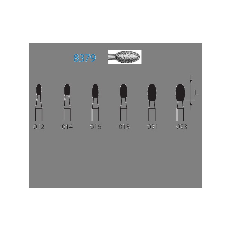 8379.314.014  KOMET FRESA DIAMANTE HUEVO TURBINA ø 014 GRANO FINO 5 ud.