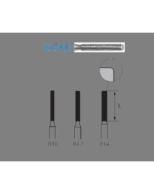 837KR.314.012  KOMET FRESA DIAMANTE CILINDRICA BORDE REDONDEADO TURBINA ø 012 GRANO ESTANDAR 5 ud.