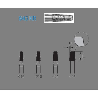 845KR.314.018  KOMET FRESA DIAMANTE CONICA BORDE REDONDEADO TURBINA ø 018 GRANO ESTANDAR 5 ud.