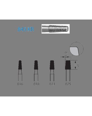 845KR.314.018  KOMET FRESA DIAMANTE CONICA BORDE REDONDEADO TURBINA ø 018 GRANO ESTANDAR 5 ud.