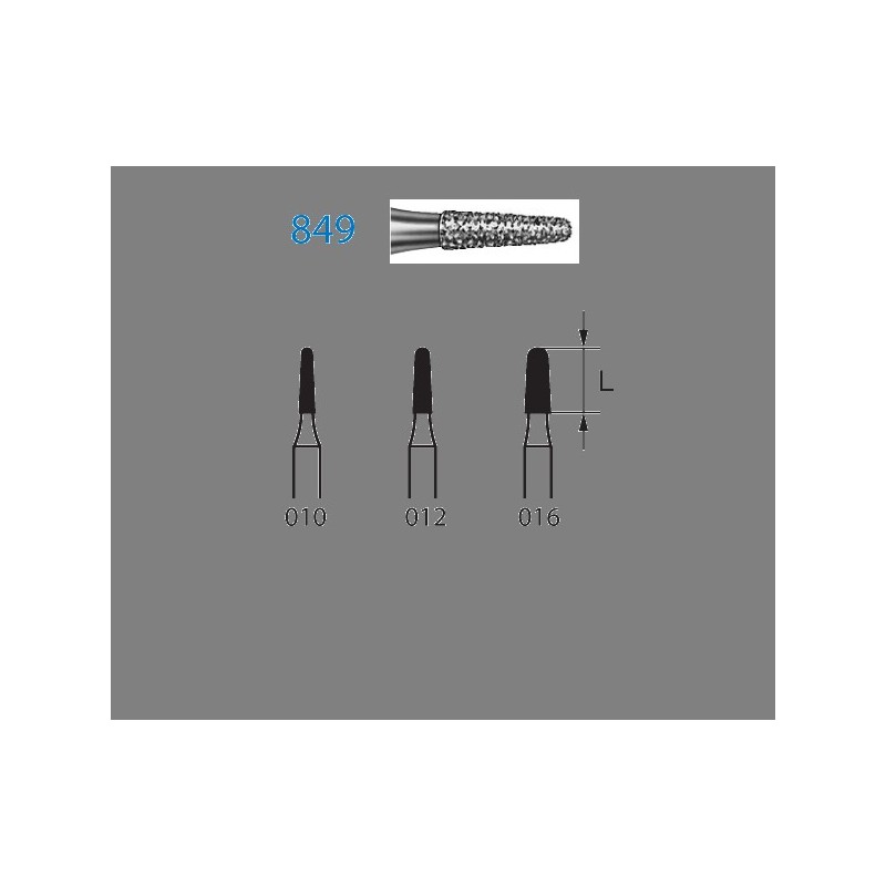 849.314.012  KOMET FRESA DIAMANTE CONICA REDONDEADA TURBINA ø 012 GRANO ESTANDAR 5 ud.