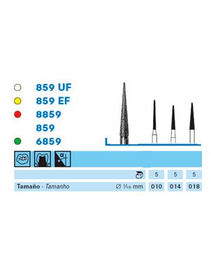 859EF.314.010  KOMET FRESA DIAMANTE LANZA TURBINA ø 010 GRANO EXTRA FINO 5 ud.