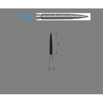 864.314.014  KOMET FRESA DIAMANTE LLAMA TURBINA ø 014 GRANO ESTANDAR 5 ud.