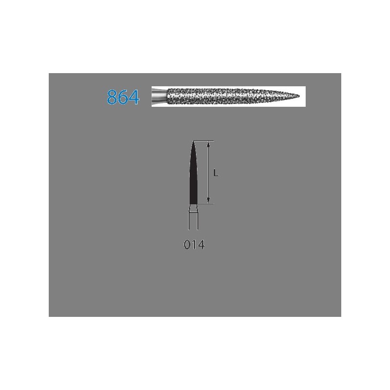 864.314.014  KOMET FRESA DIAMANTE LLAMA TURBINA ø 014 GRANO ESTANDAR 5 ud.