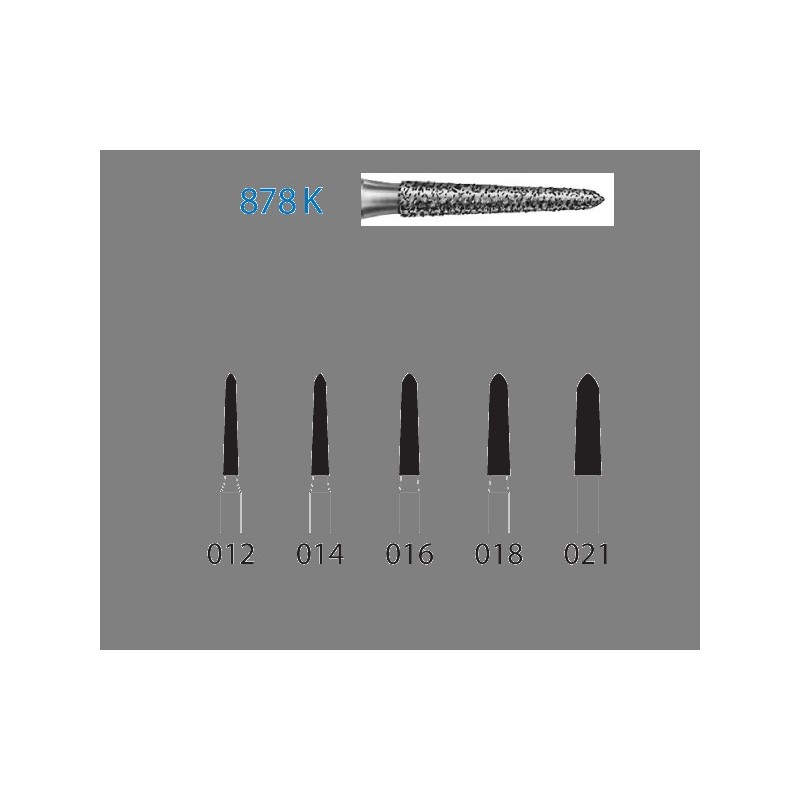 878K.314.014  KOMET FRESA DIAMANTE TORPEDO CONICA TURBINA ø 014 GRANO ESTANDAR 5 ud.