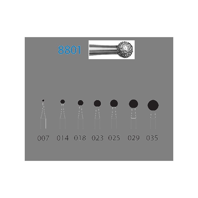 8801.314.029  KOMET FRESA DIAMANTE BOLA TURBINA ø 029 GRANO FINO 5 ud.
