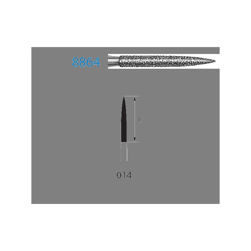 8864.314.014  KOMET FRESA DIAMANTE LLAMA TURBINA ø 014 GRANO FINO 5 ud.