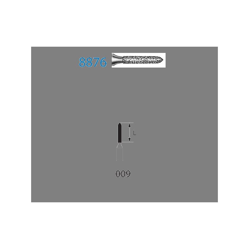 8876.314.009  KOMET FRESA DIAMANTE TORPEDO TURBINA ø 009 GRANO FINO 5 ud.