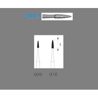 8889.314.009  KOMET FRESA DIAMANTE LLAMA TURBINA ø 009 GRANO FINO 5 ud.